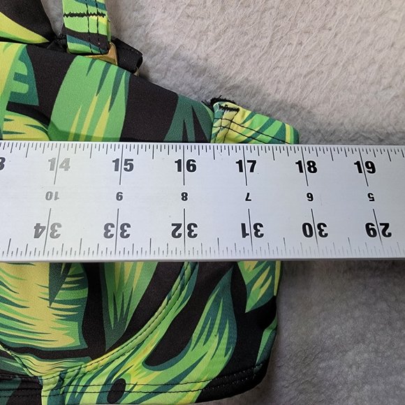 High Dive ModCloth Green Leaf Tropical Halter Retro Style Swim Top Swimwear - Picture 5 of 13